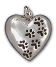 Heart with Paw Prints Charm