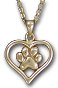 Heart with Paw Print Pendant