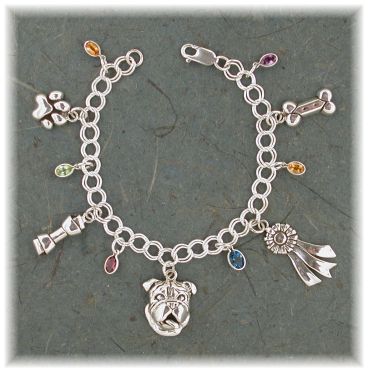 BLD12CHB- Bulldog Head Study Charm Bracelet