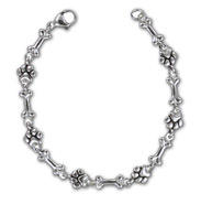 CBP16LB- Combo Bone/Paw Print Link Bracelet