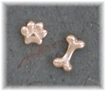 CBPE14E- Combination Bone/Petite Paw Print Post Earrings