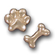 CBPE16E- Combination Bone/Small Paw Print Post Earrings