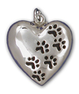 HRTPL10- LG Heart w/Paw Prints Charm/Pendant/Pin