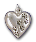 HRTPS10- SM Heart w/Paw Prints Charm/Pendant/Pin