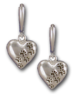 HRTPXSED- Heart w/Paw Prints Dangle Earrings
