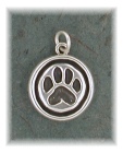 PAW11- Recessed Paw Print within Circle Charm/Pendant/Pin