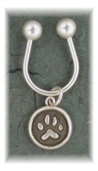 PAW12Key- Raised Paw Print within Circle Key Ring