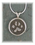 PAW12- Raised Paw Print within Circle Charm/Pendant/Pin